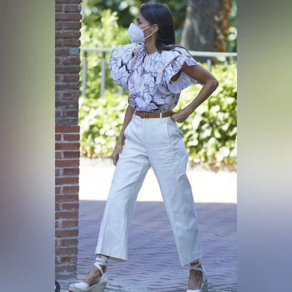 Psophia double sleeve ruffle top in ivory - Picture 6 of 14